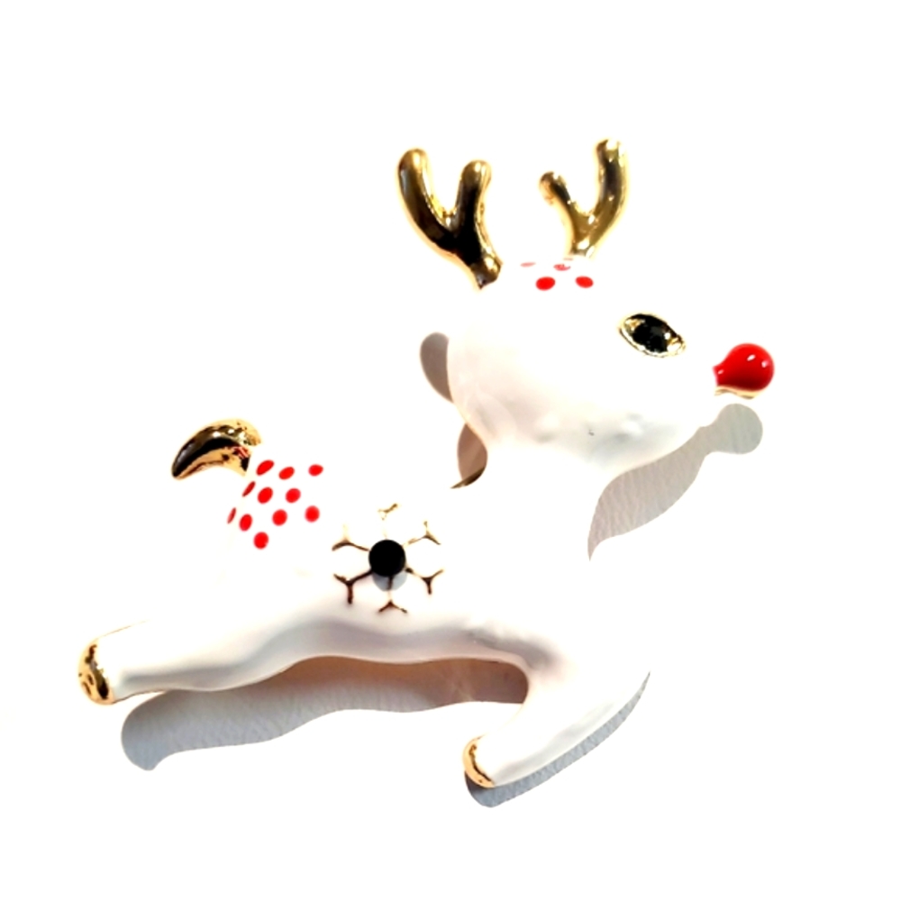 Betsey Johnson Red Nose Reindeer Brooch / Pin NWT A1